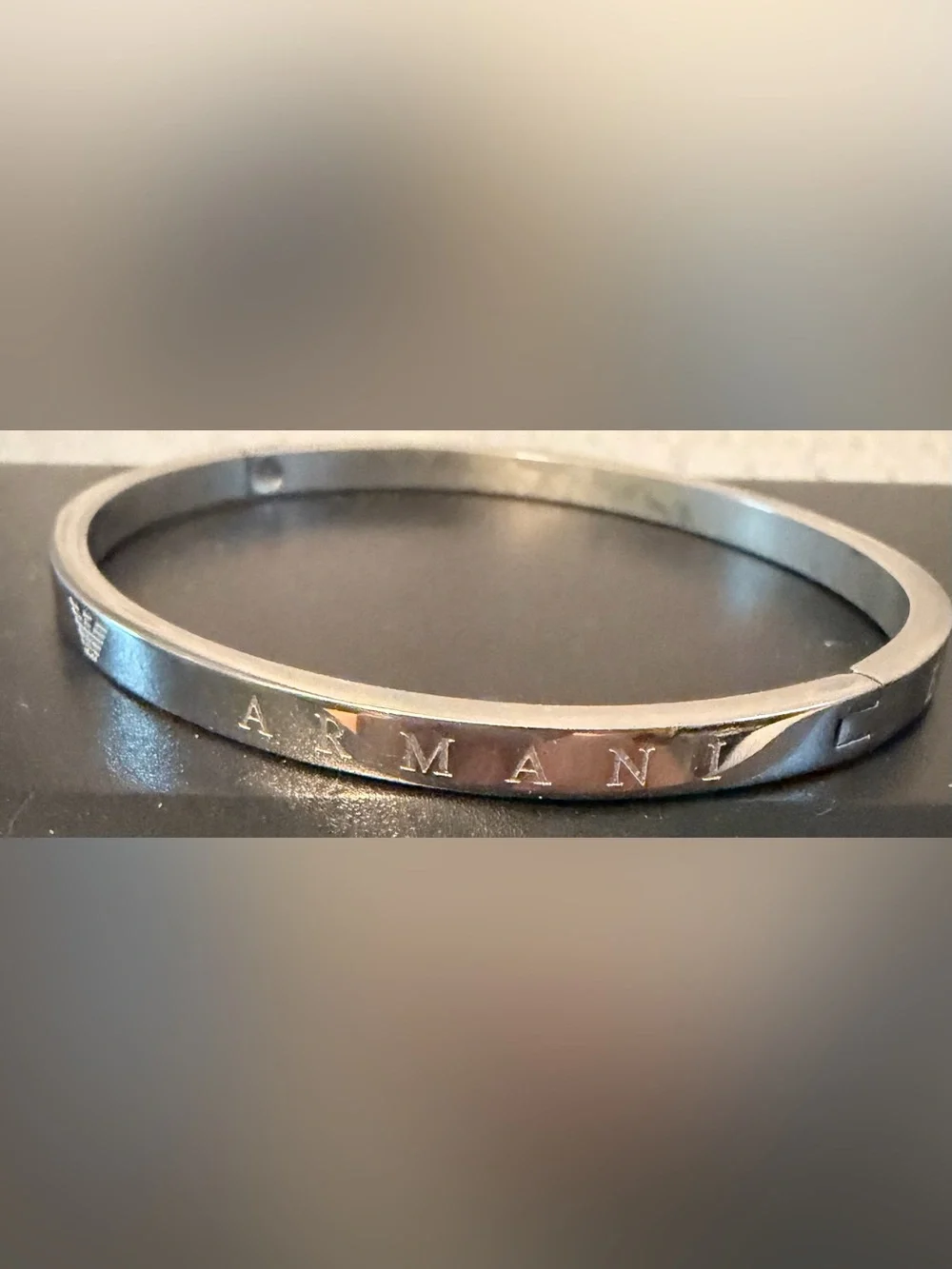 Giorgio Armani Silver Engraved Men's Cuff Bracelet